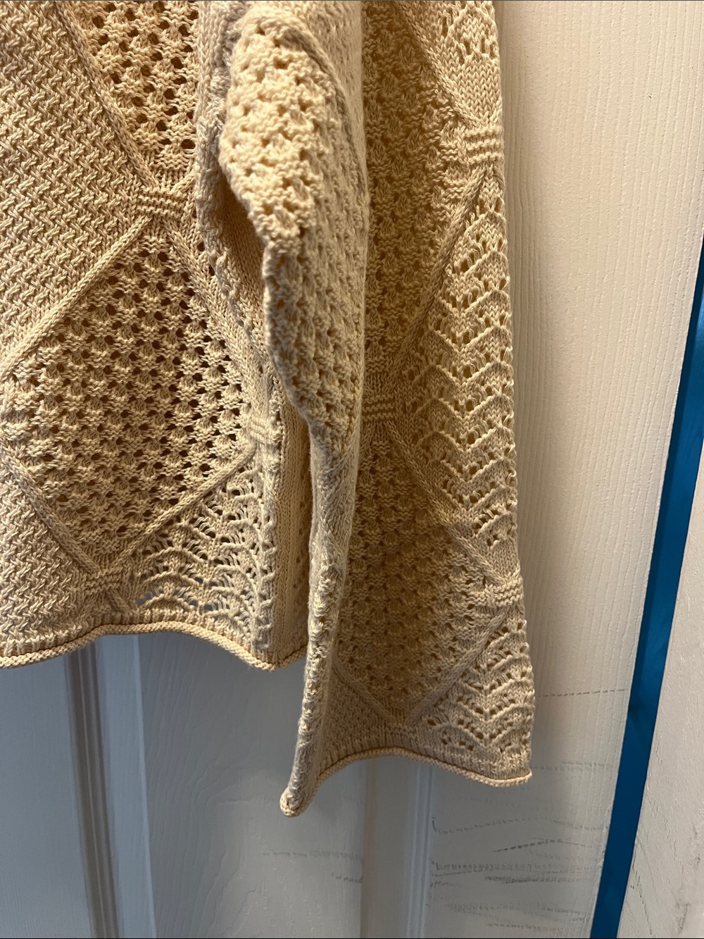 LOFT Cream Open-Knit Diamond-Pattern Sweater - Picture 2 of 6